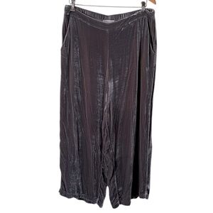 Cut Loose Dark Gray Velvet Silk Blend Wide Leg Pants Size XL